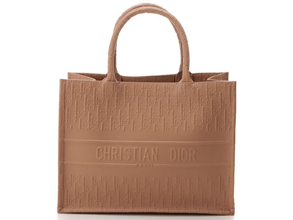Christian Dior Oblique Book Tote Calfskin Pink Beige Cream Bag